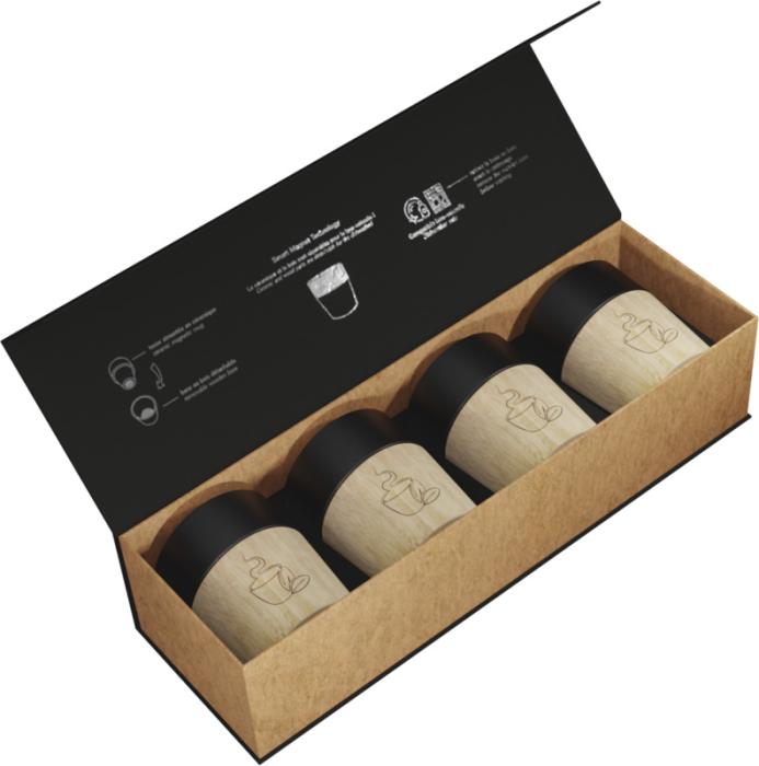 4-osainen magneettinen keraaminen kahvimukisetti