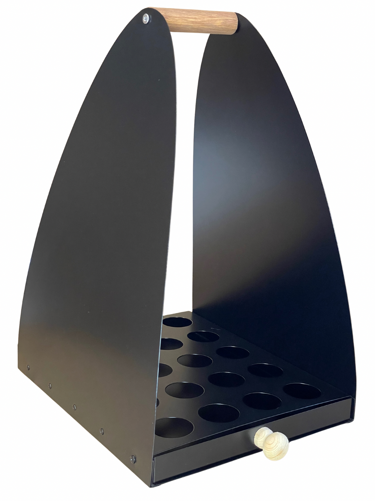 Suomalainen puunkantoteline roskienkeruulaatikolla