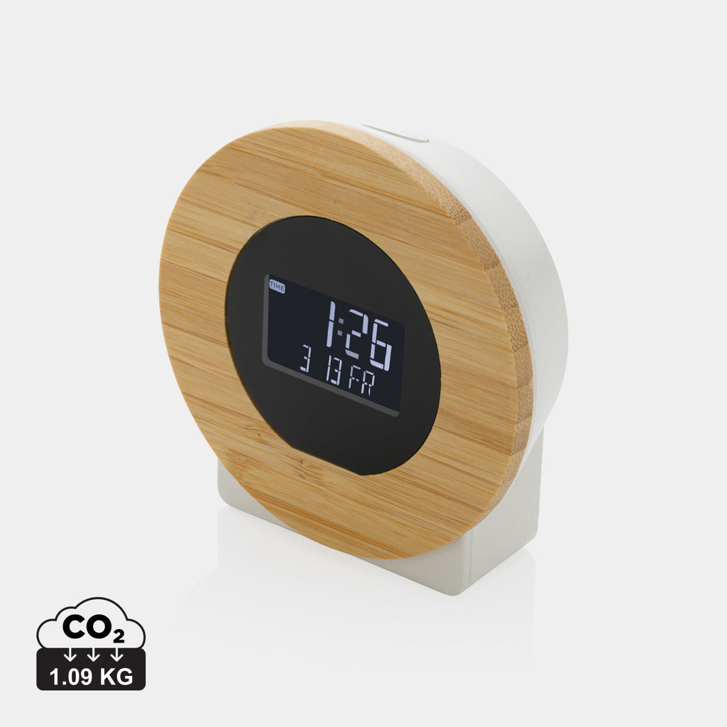 Utah RCS LCD työpöytäkello bambunen