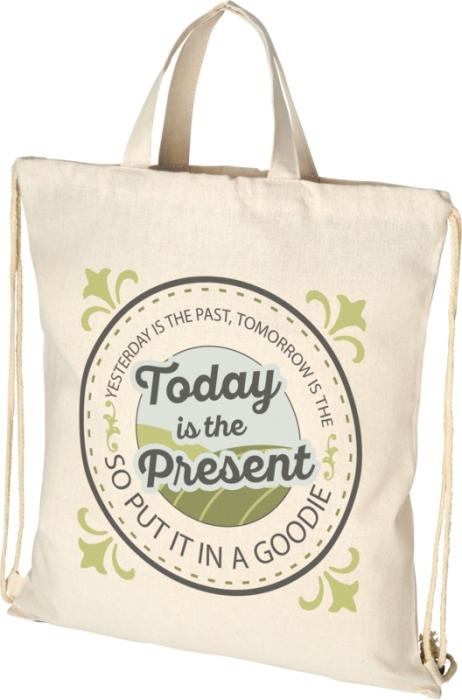 Pheebs 210 g/m² kierrätyspuuvilla narureppu 6 l – logolla