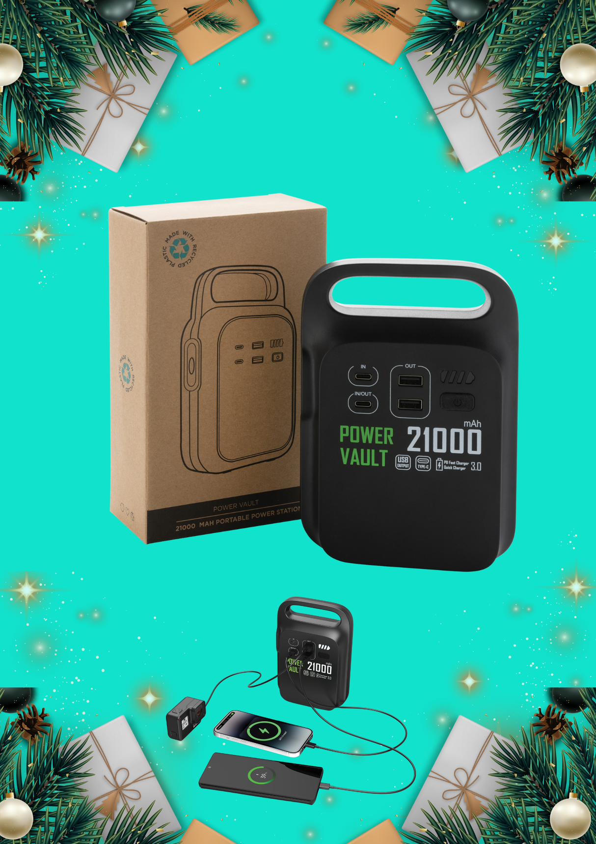 Varavirtalähde 21000mAh lahjasetti